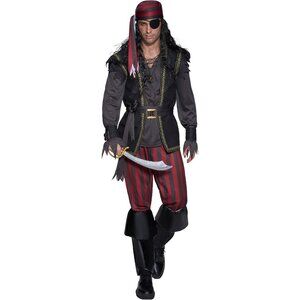 Spooktacular Creations Men Pirate Costume Set w/ Boot Cover Halloween Cosplay L